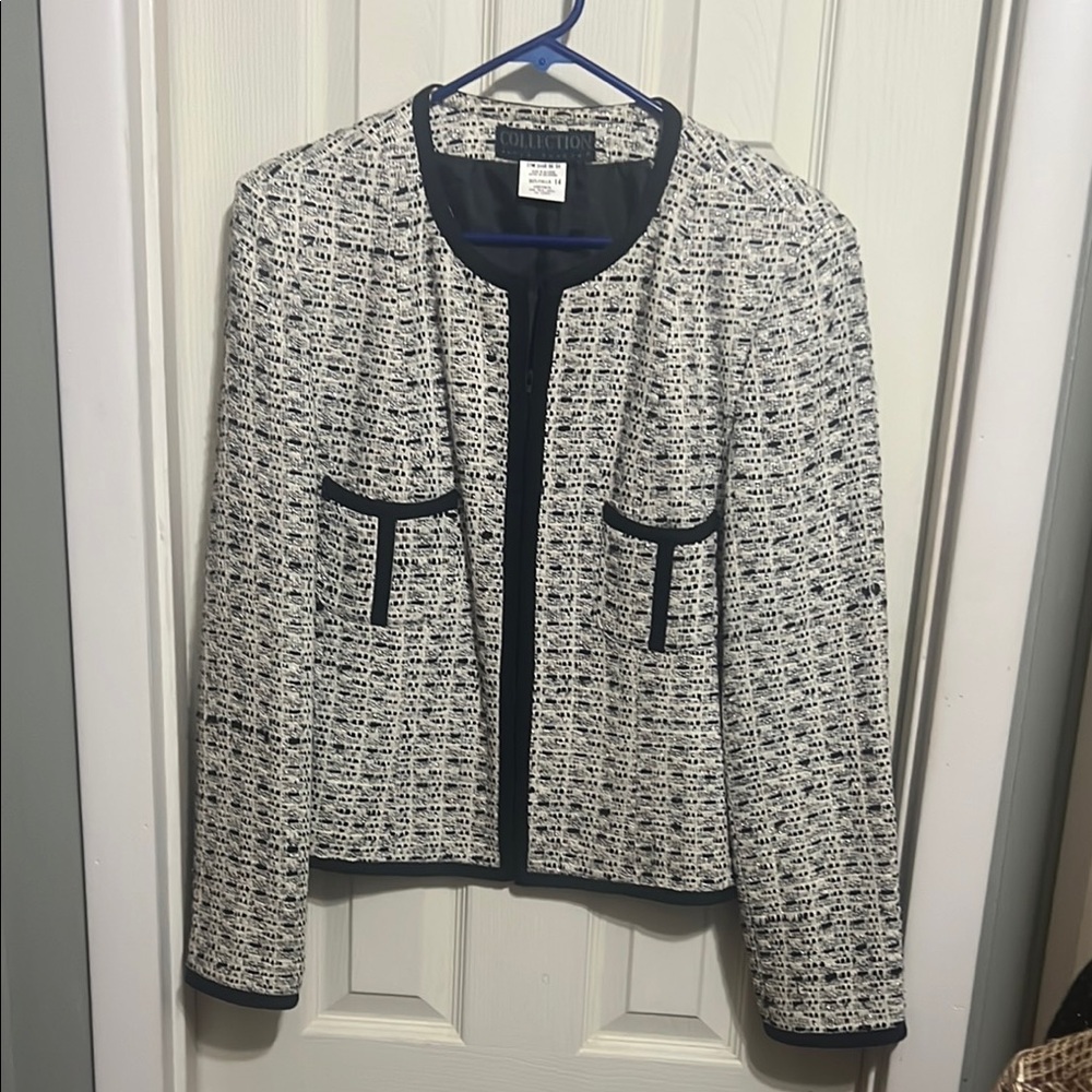 Herve Benard Collection Jacket, Size 14, Cream beige, silver sparkles